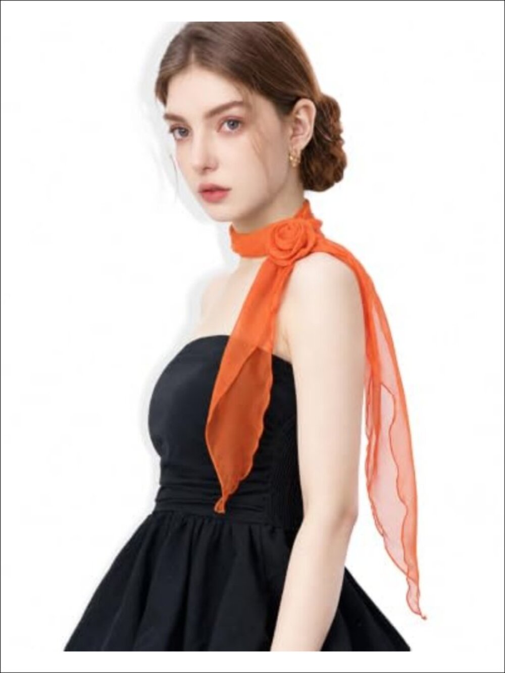 Chiffon Wavy Edge Removable Rose Fashion Scarf Headband